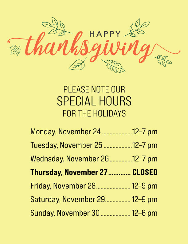 Thanksgiving Hours